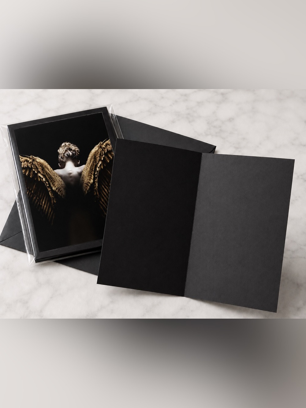 5x7 Dark Angel Wings Luxury Art Greeting Card - Picture 3 of 3